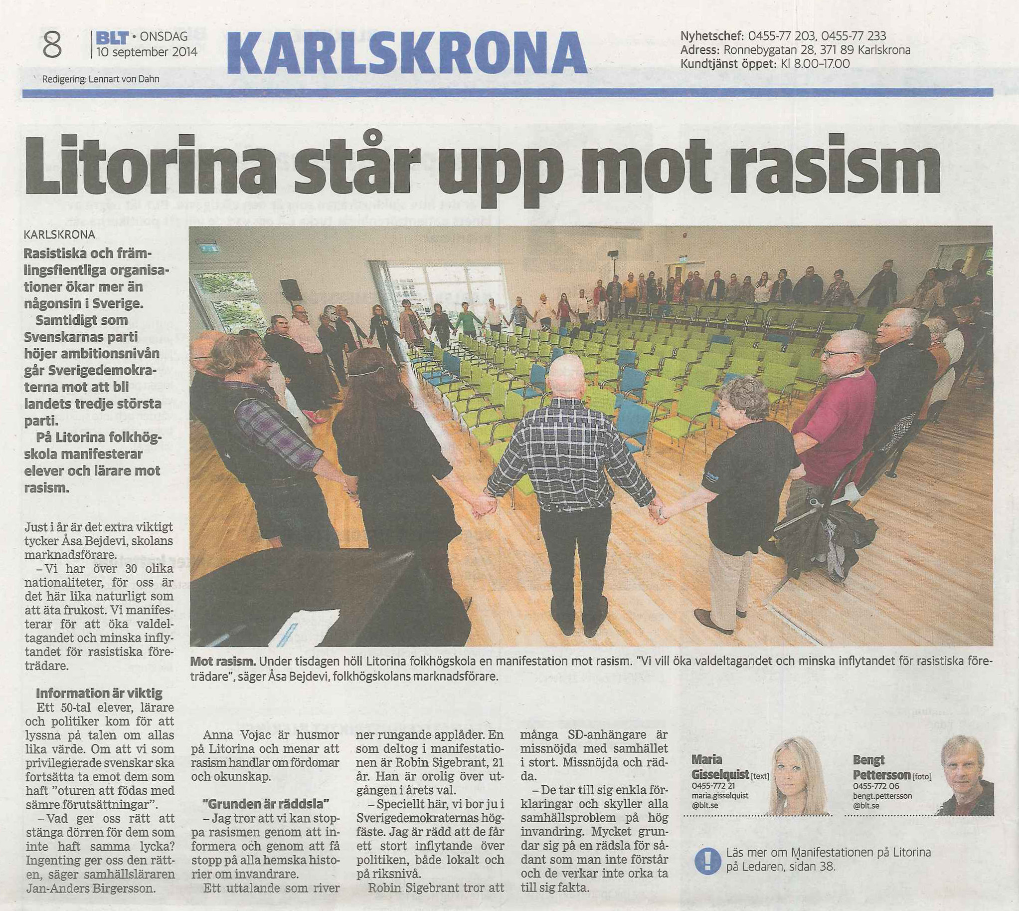 Radiointervju om vår manifestation mot rasism